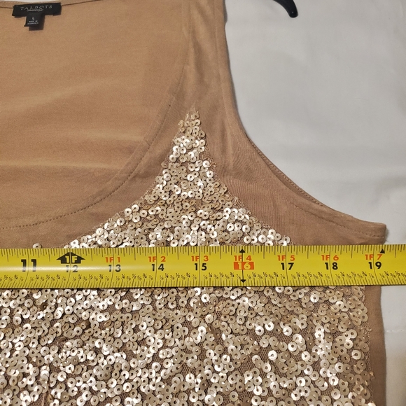Talbots Brown & Gold Sequined Women's Tank Top Size L - Picture 7 of 9
